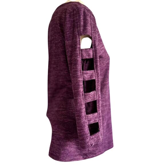 Womens Sweater Size Medium Purple CutOuts Bold Office Professional Indie Twee - Picture 4 of 7
